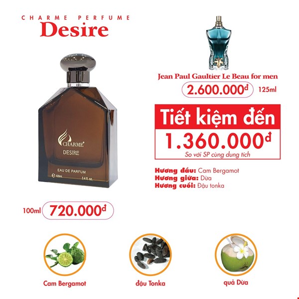 Nước hoa nam Charme Desire 100ml chính hãng Nước hoa nam Charme Desire 100ml chính hãng