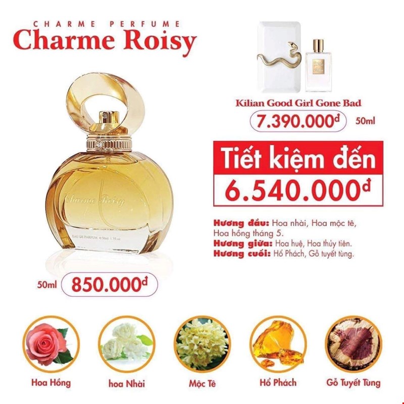 Nước hoa Nữ Charme Roisy 50ml chính hãng Nước hoa Nữ Charme Roisy 50ml chính hãng