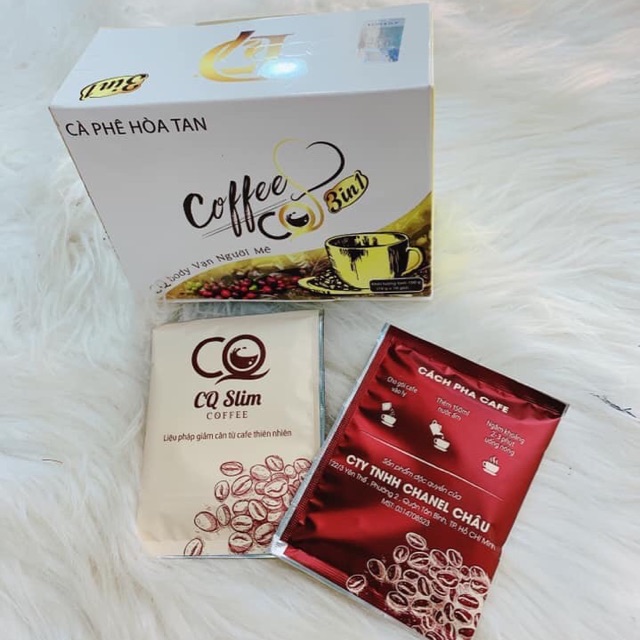 Cafe hòa tan hỗ trợ giảm cân CQ 3in1 công ty Chanel Châu chính hãng Cafe hòa tan hỗ trợ giảm cân CQ 3in1 công ty Chanel Châu chính hãng
