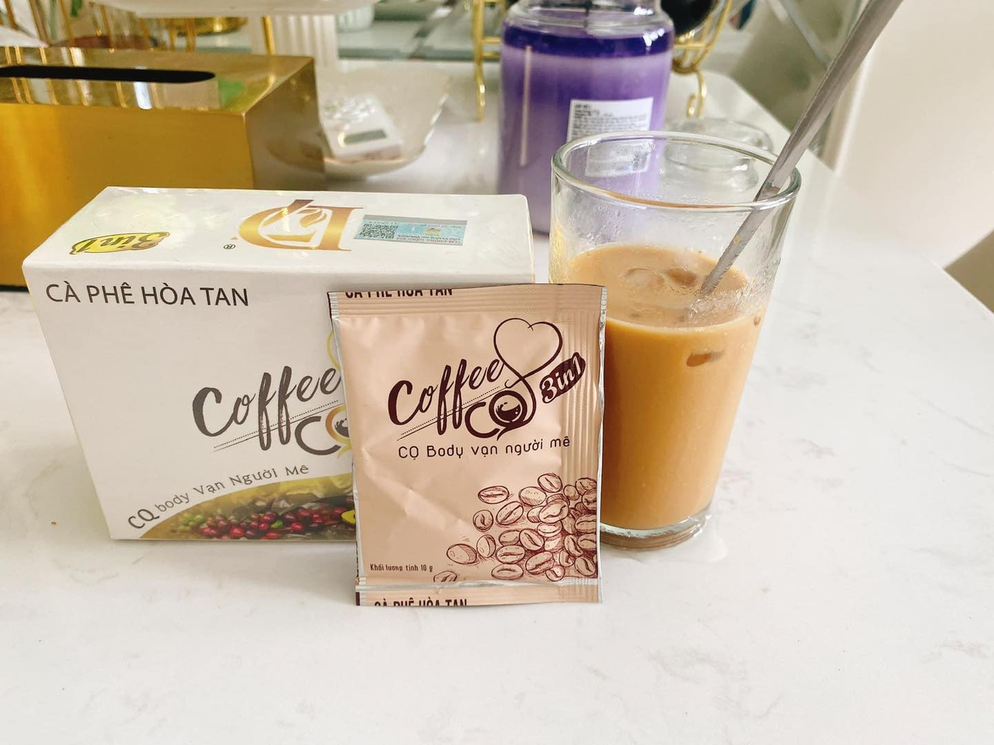 Cafe hòa tan hỗ trợ giảm cân CQ 3in1 công ty Chanel Châu chính hãng Cafe hòa tan hỗ trợ giảm cân CQ 3in1 công ty Chanel Châu chính hãng