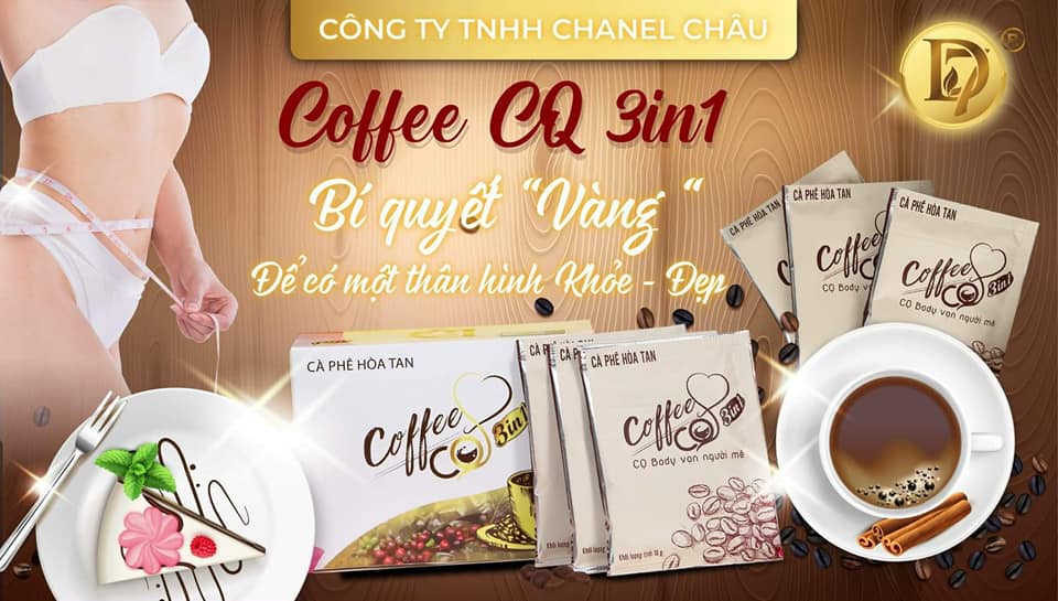 Cafe hòa tan hỗ trợ giảm cân CQ 3in1 công ty Chanel Châu chính hãng Cafe hòa tan hỗ trợ giảm cân CQ 3in1 công ty Chanel Châu chính hãng