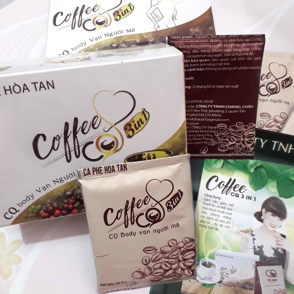 Cafe hòa tan hỗ trợ giảm cân CQ 3in1 công ty Chanel Châu chính hãng Cafe hòa tan hỗ trợ giảm cân CQ 3in1 công ty Chanel Châu chính hãng