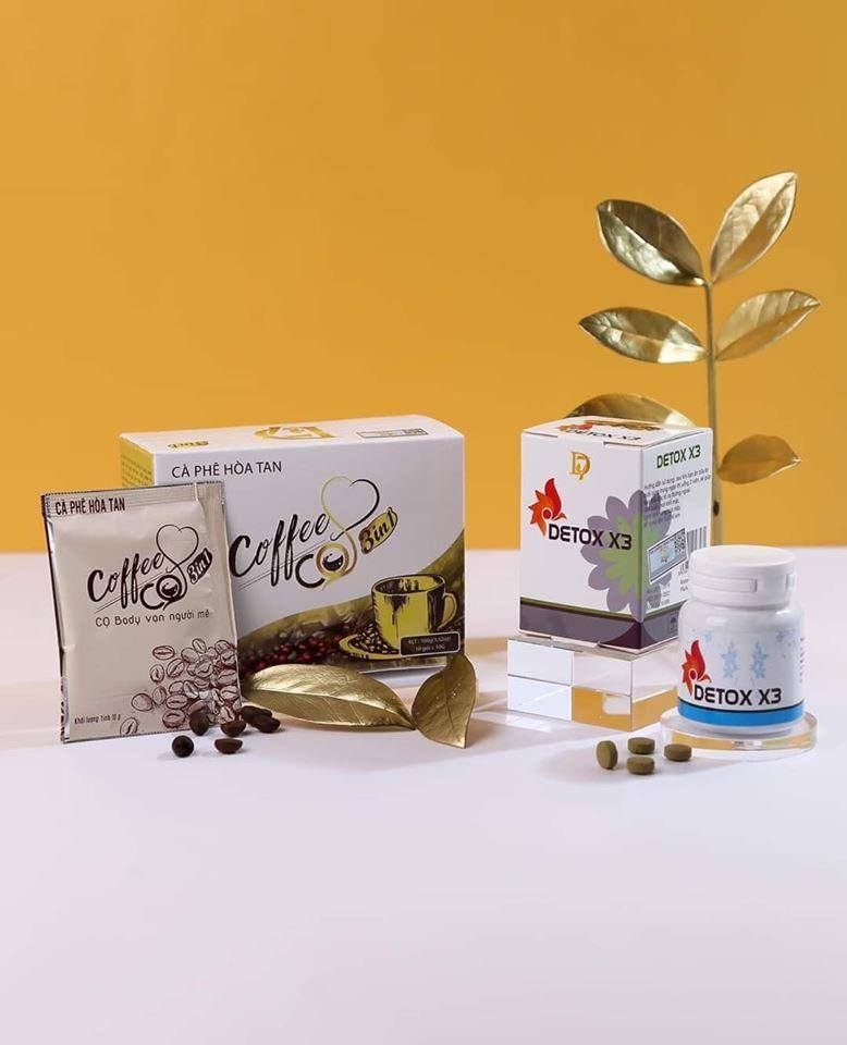 Combo hỗ trợ giảm cân Cafe CQ 3in1 kết hợp Detox X3 chính hãng Combo hỗ trợ giảm cân Cafe CQ 3in1 kết hợp Detox X3 chính hãng