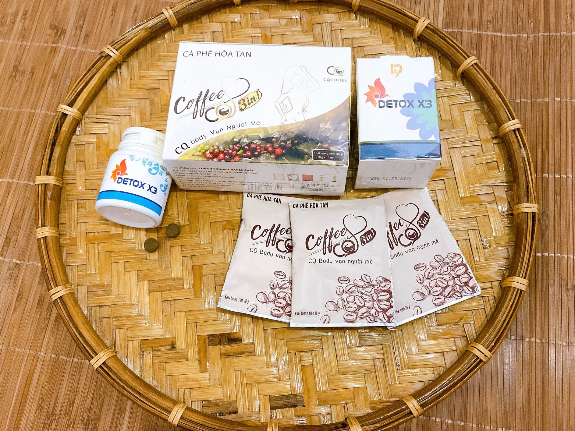 Combo hỗ trợ giảm cân Cafe CQ 3in1 kết hợp Detox X3 chính hãng Combo hỗ trợ giảm cân Cafe CQ 3in1 kết hợp Detox X3 chính hãng