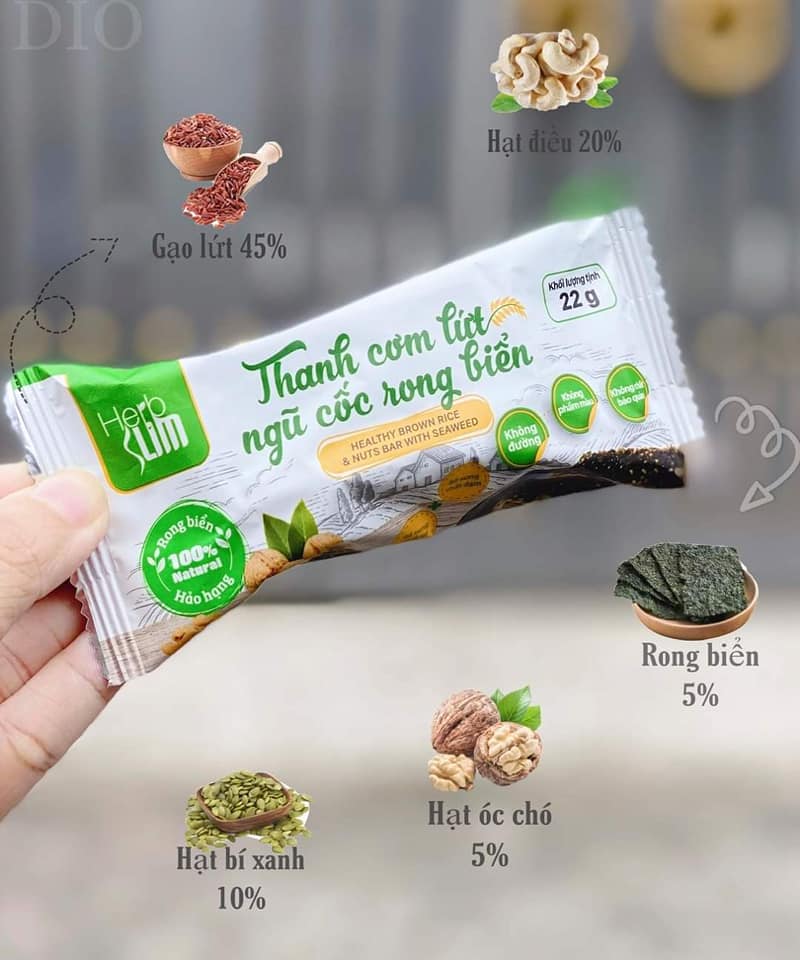 Thanh cơm lứt ngũ cốc Herbslim - giòn tan - ít calo không sợ béo Thanh cơm lứt ngũ cốc Herbslim - giòn tan - ít calo không sợ béo