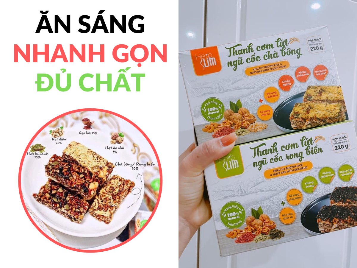 Thanh cơm lứt ngũ cốc Herbslim - giòn tan - ít calo không sợ béo Thanh cơm lứt ngũ cốc Herbslim - giòn tan - ít calo không sợ béo