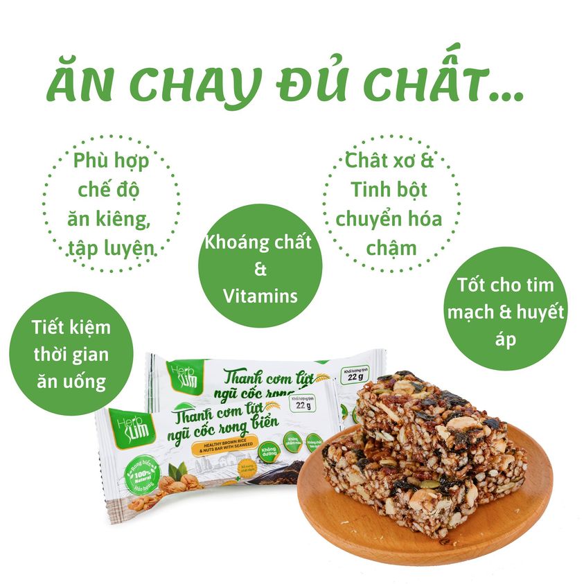 Thanh cơm lứt ngũ cốc rong biển Herbslim dinh dưỡng cho người ăn chay trường