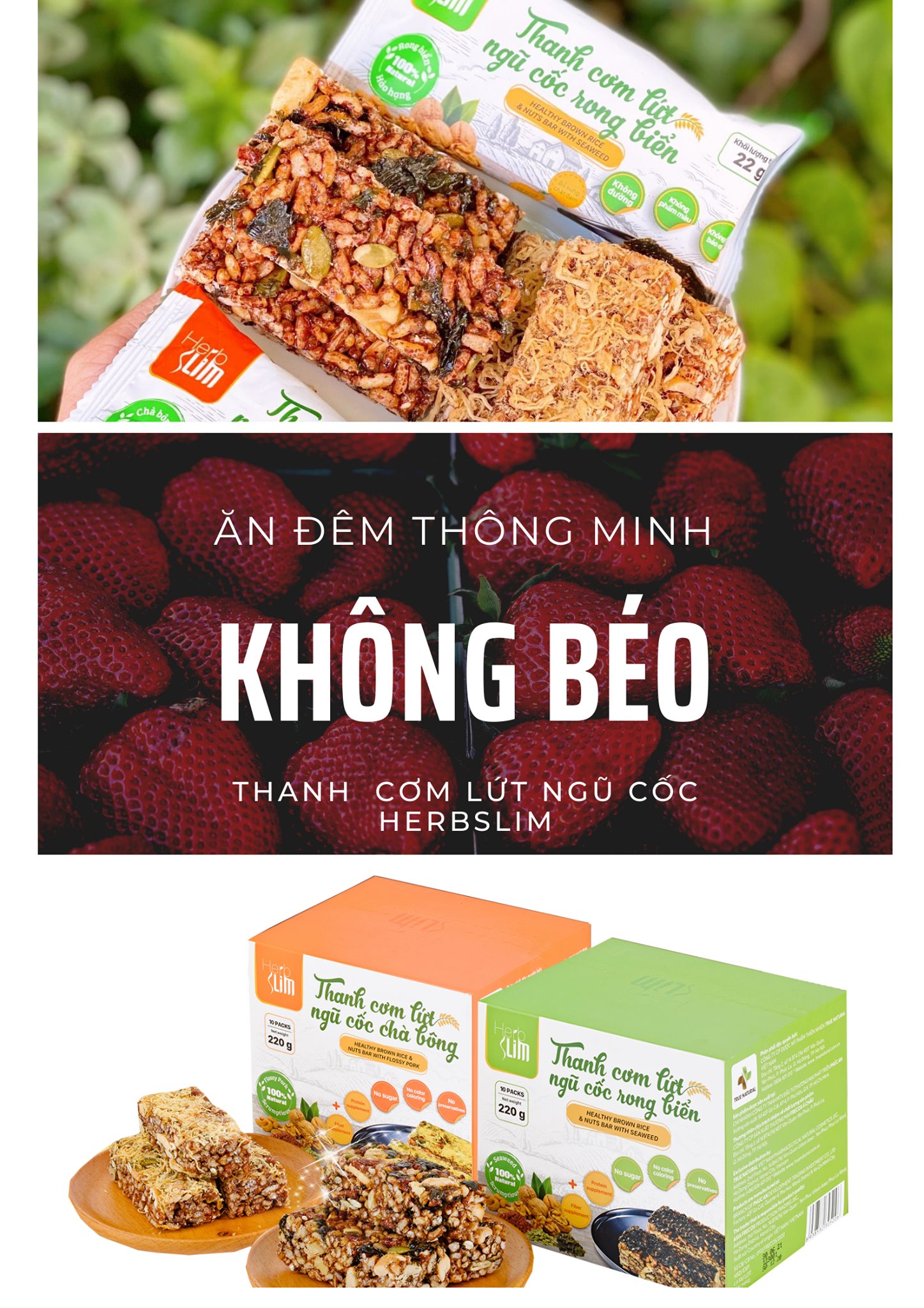 Ăn không " M Ậ P " với thanh gạo lứt ngũ cốc Herbslim Ăn không " M Ậ P " với thanh gạo lứt ngũ cốc Herbslim