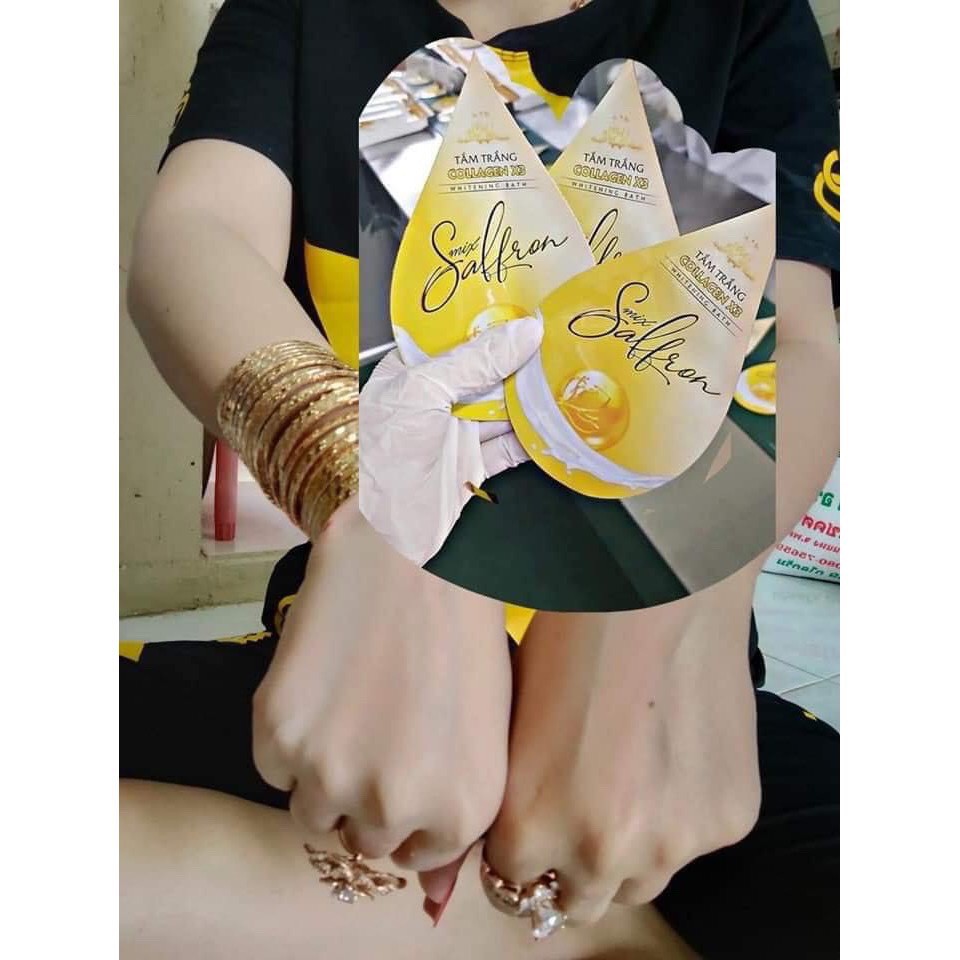 Tắm trắng Saffron collagen x3 bật tone ngay lần đầu tiên Tắm trắng Saffron collagen x3 bật tone ngay lần đầu tiên