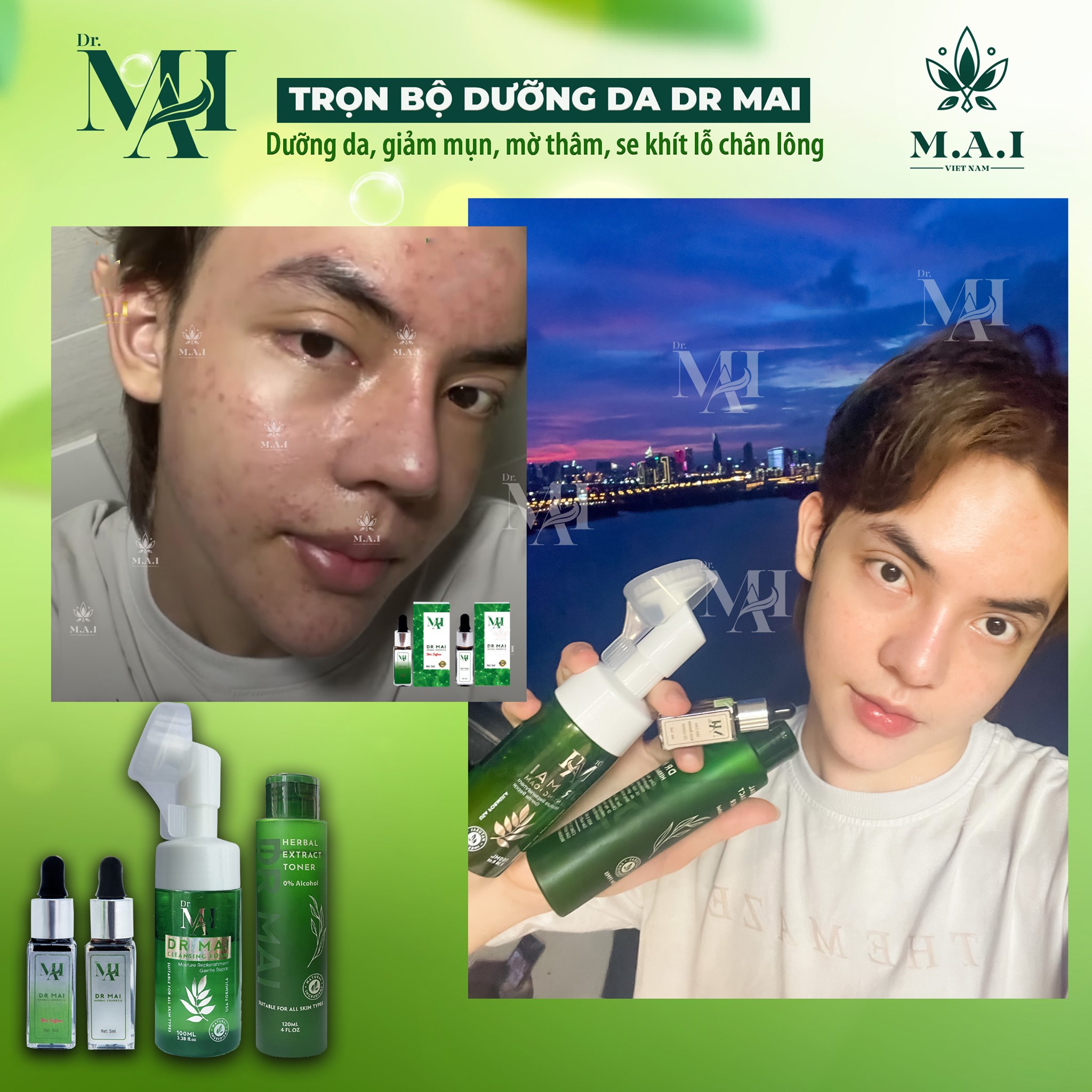 Dr Mai - dưỡng da giảm mụn không bị phụ thuộc Dr Mai - dưỡng da giảm mụn không bị phụ thuộc