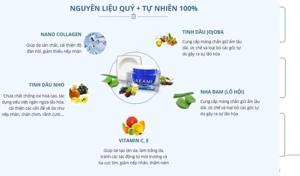 Khám phá bảng thành phần với nguyên liệu thiên nhiên quý của DAKAMI