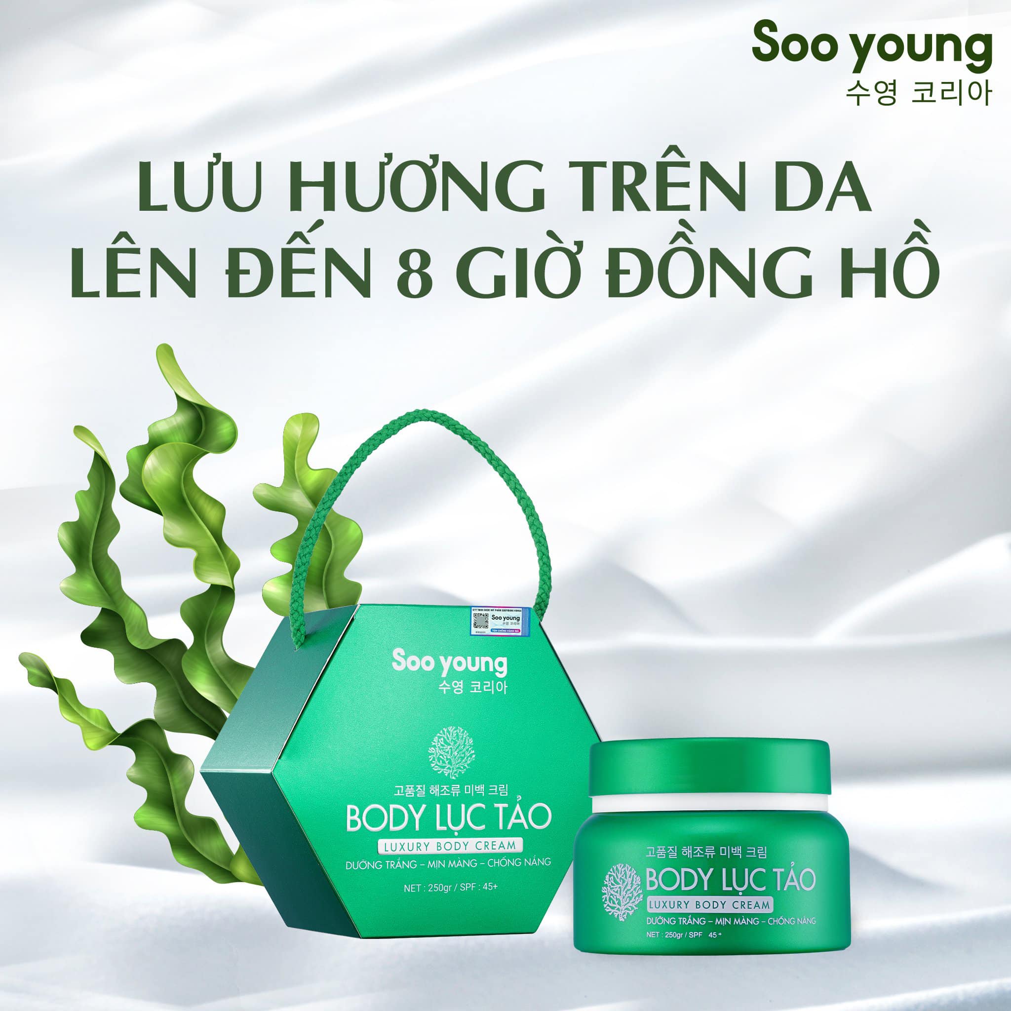 Kem Body Lục Tảo cho da bật tone trắng hồng mịn màng chỉ sau 10 giờ Kem Body Lục Tảo cho da bật tone trắng hồng mịn màng chỉ sau 10 giờ