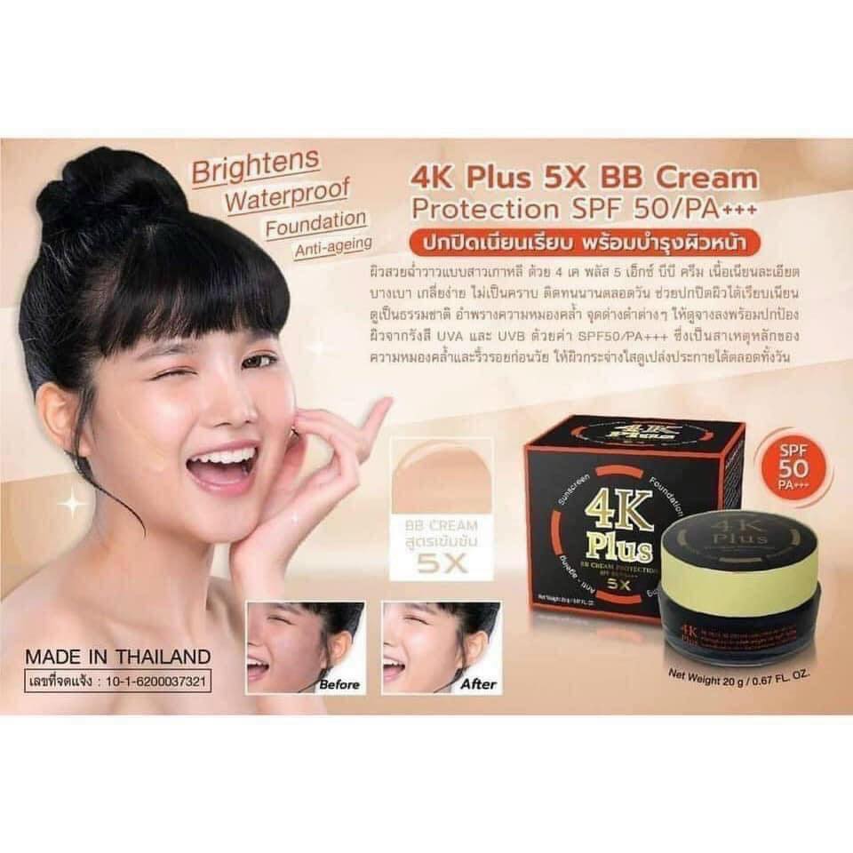 Bỏ túi ngay một hủ kem thái 4K PLUS BB CREAM 5X trước khi ra đường