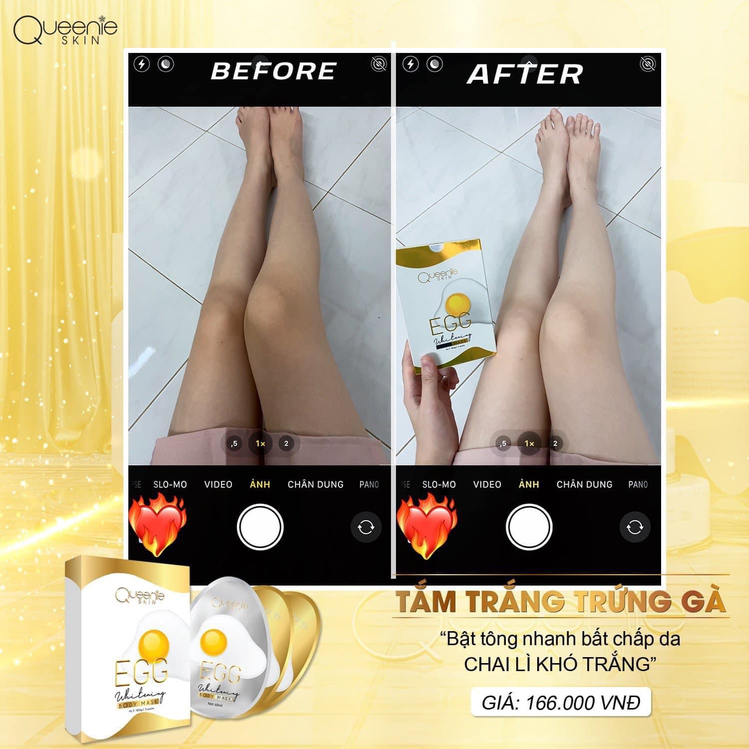 Bật tone ngay lần đầu sử dụng set tắm trắng trứng QUEENIE SKIN Bật tone ngay lần đầu sử dụng set tắm trắng trứng QUEENIE SKIN