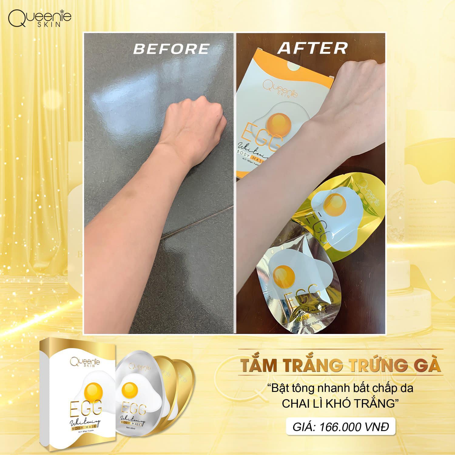 Set tắm trắng trứng QUEENIE SKIN tắm đến đâu trắng đến đó Set tắm trắng trứng QUEENIE SKIN tắm đến đâu trắng đến đó