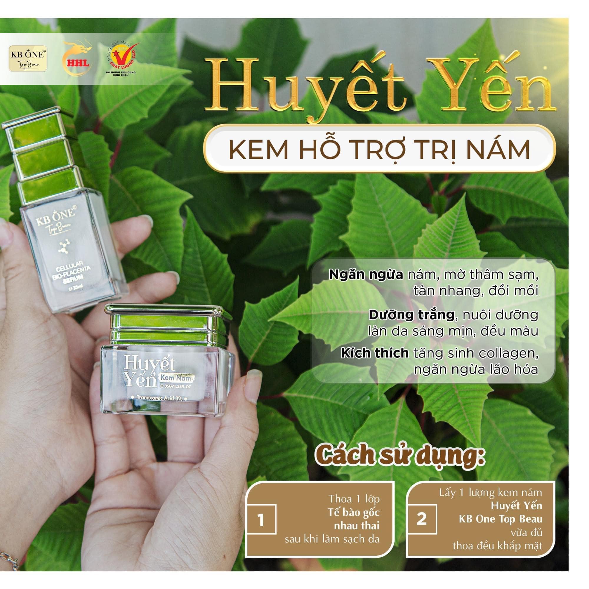 Combo Kem Face Huyết Yến Giảm Nám KB One Combo Kem Face Huyết Yến Giảm Nám KB One