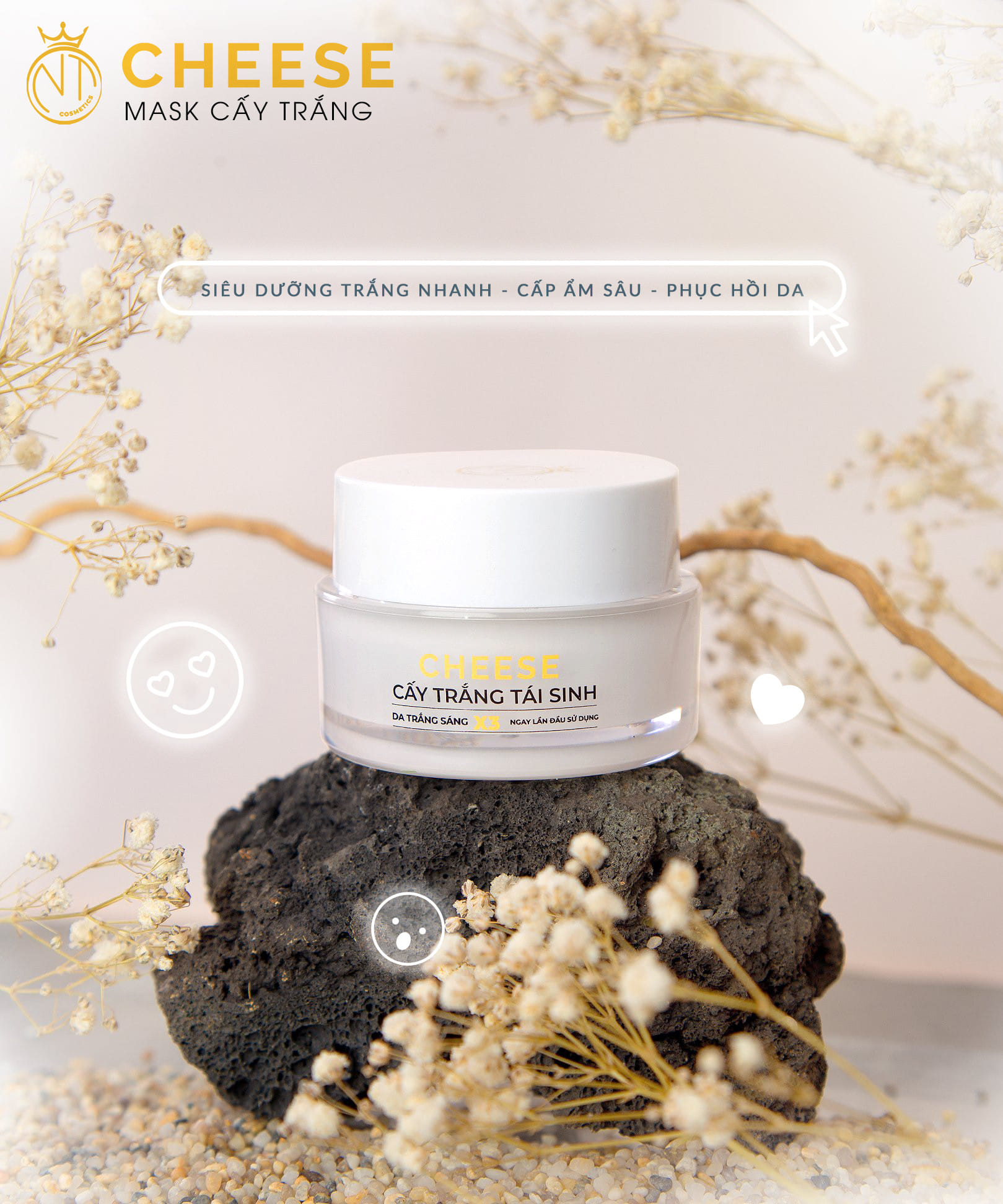 Trắng da sau 1 tuần với mặt nạ cấy trắng tái sinh CHEESE