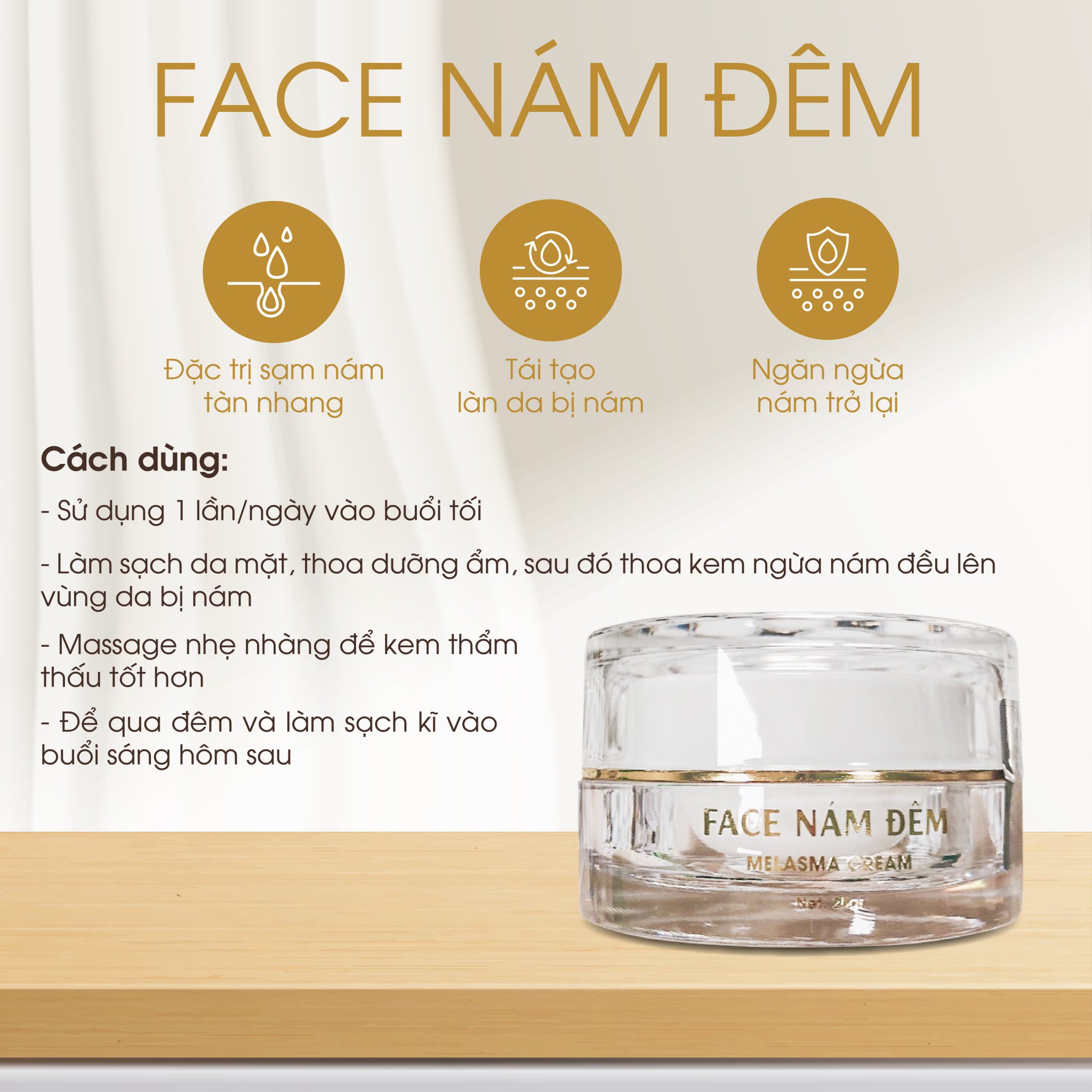 Tiếp tục chương trình trị nám chuẩn spa tại nhà cùng kem face nám đêm N Collagen