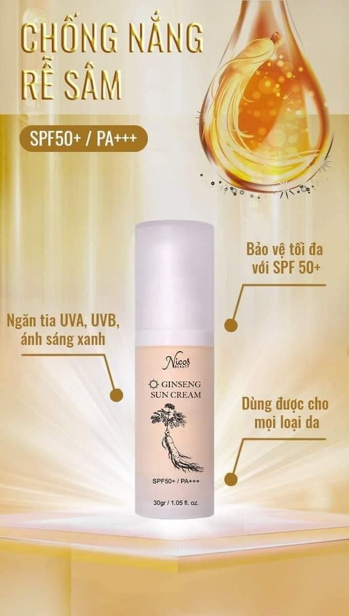 Sáng sớm vỗ nhẹ kem chống nắng rễ sâm NICOS lên da là hết bài Sáng sớm vỗ nhẹ kem chống nắng rễ sâm NICOS lên da là hết bài