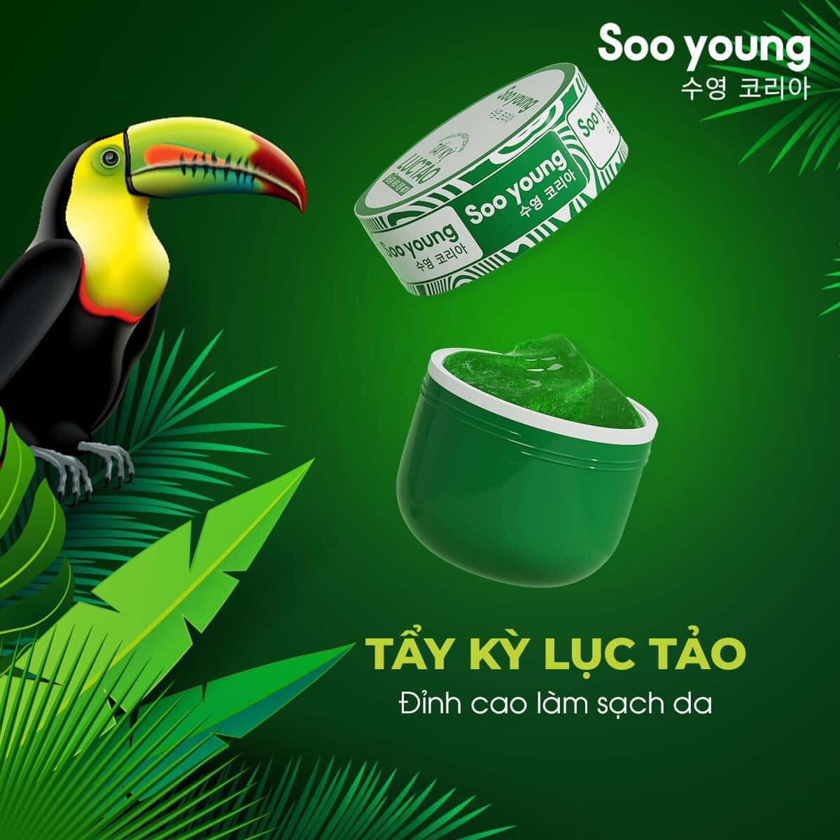 Đã dưỡng da thì không thể thiếu bước tẩy tế bào chết lục tảo Soo Young nha mấy chị