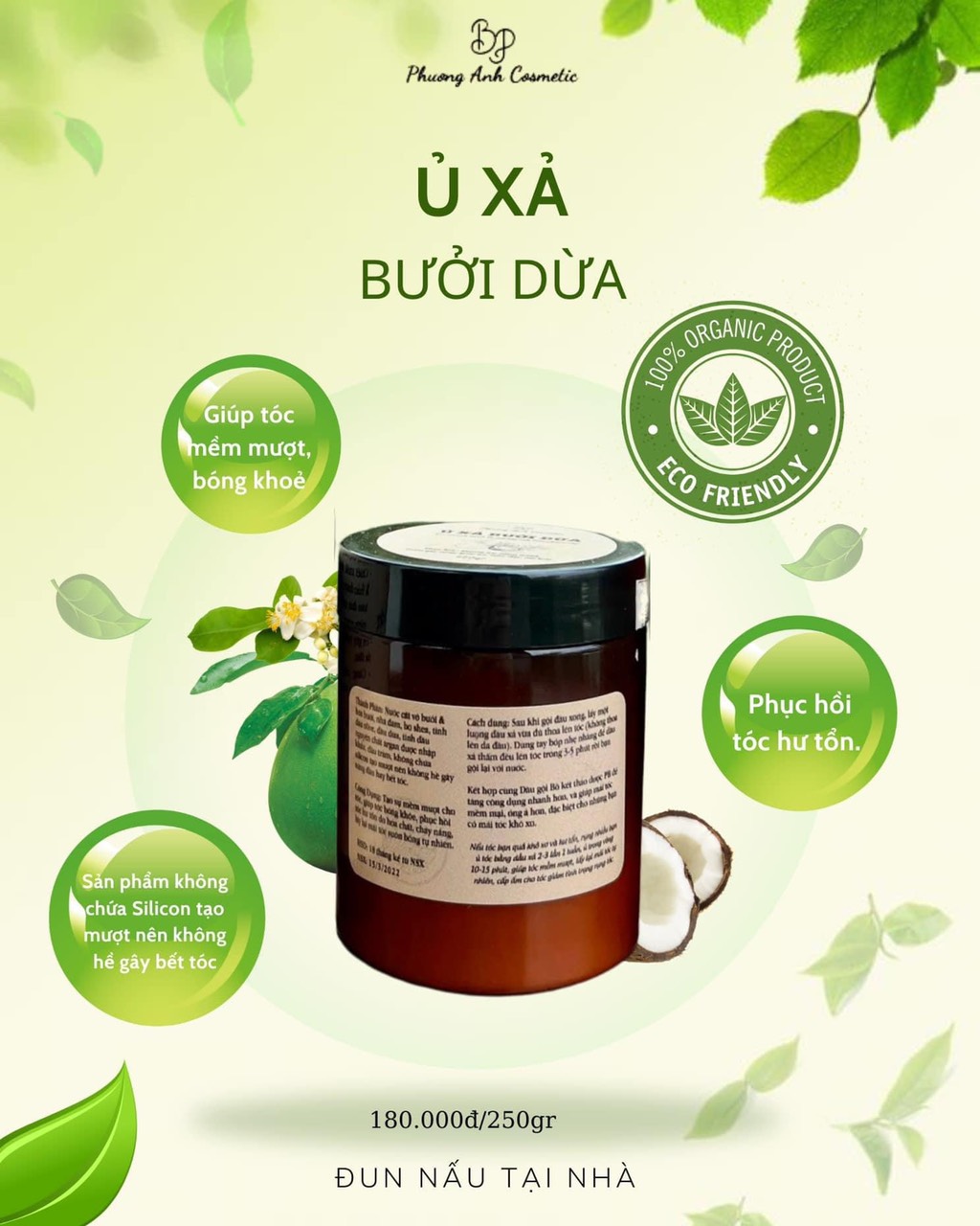 Combo Dầu Gội Cốt Bồ Kế Dầu Xả Bưởi Dừa BP Phương Anh Cosmetic Combo Dầu Gội Cốt Bồ Kế Dầu Xả Bưởi Dừa BP Phương Anh Cosmetic