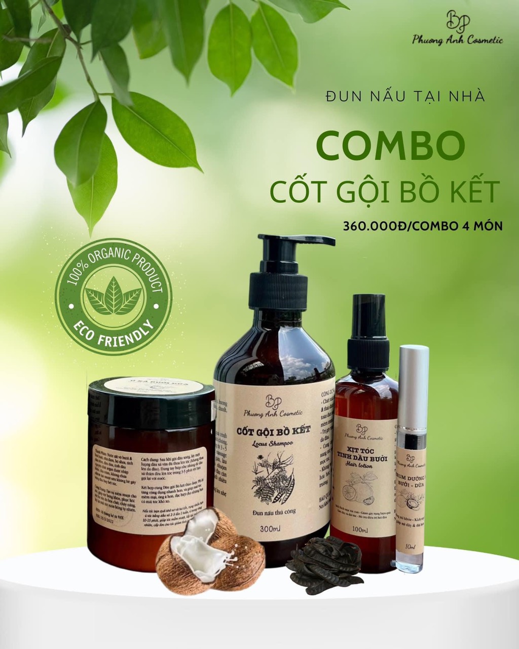 Combo Cốt Gội Bồ Kết nhà Phương Anh Cosmetic được chị em tin dùng