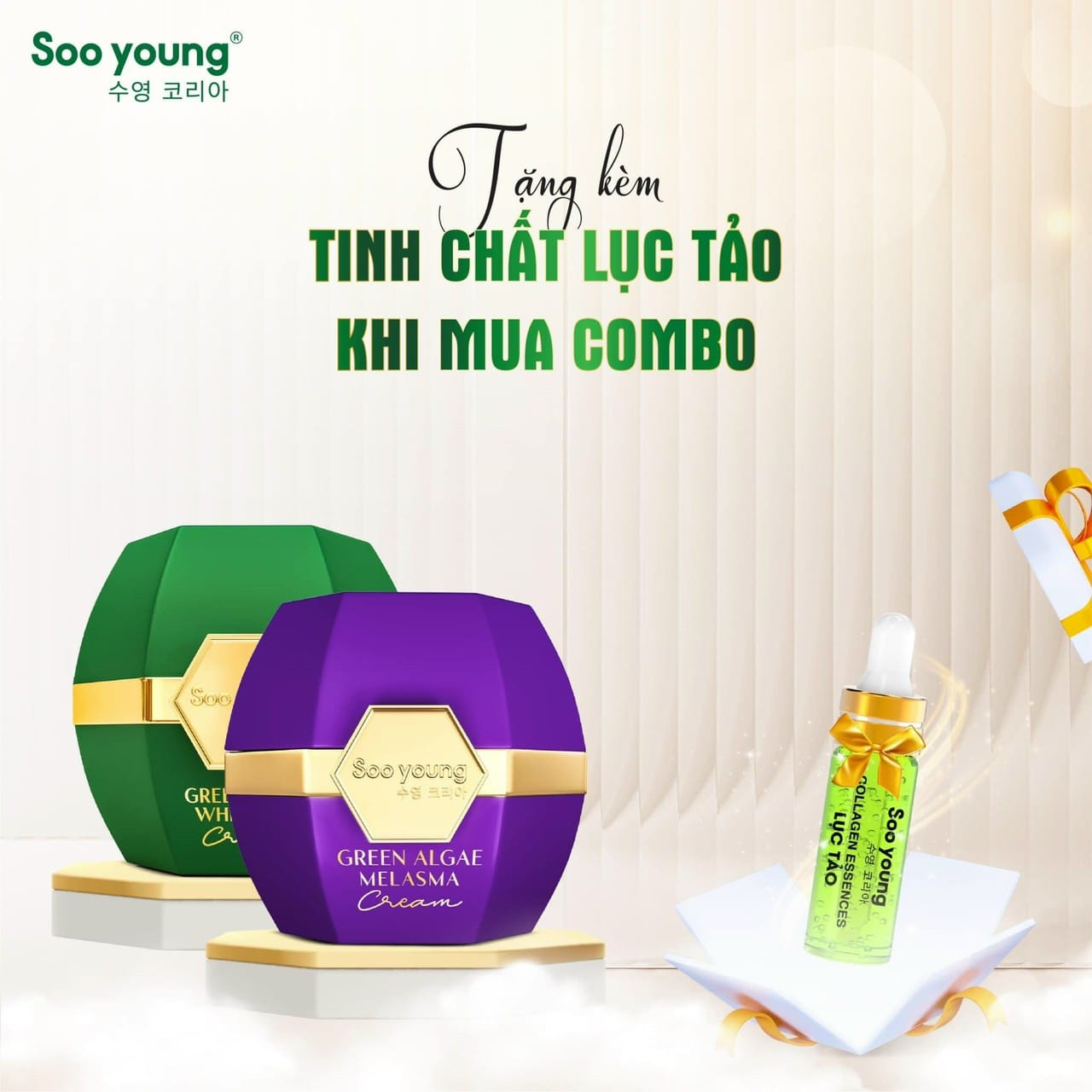 Combo Kem Face Nám Và Kem Dưỡng Da Lục Tảo Nhà Soo Young Đang Khuynh Đảo Hội Chị Em💥💥 Combo Kem Face Nám Và Kem Dưỡng Da Lục Tảo Nhà Soo Young Đang Khuynh Đảo Hội Chị Em💥💥