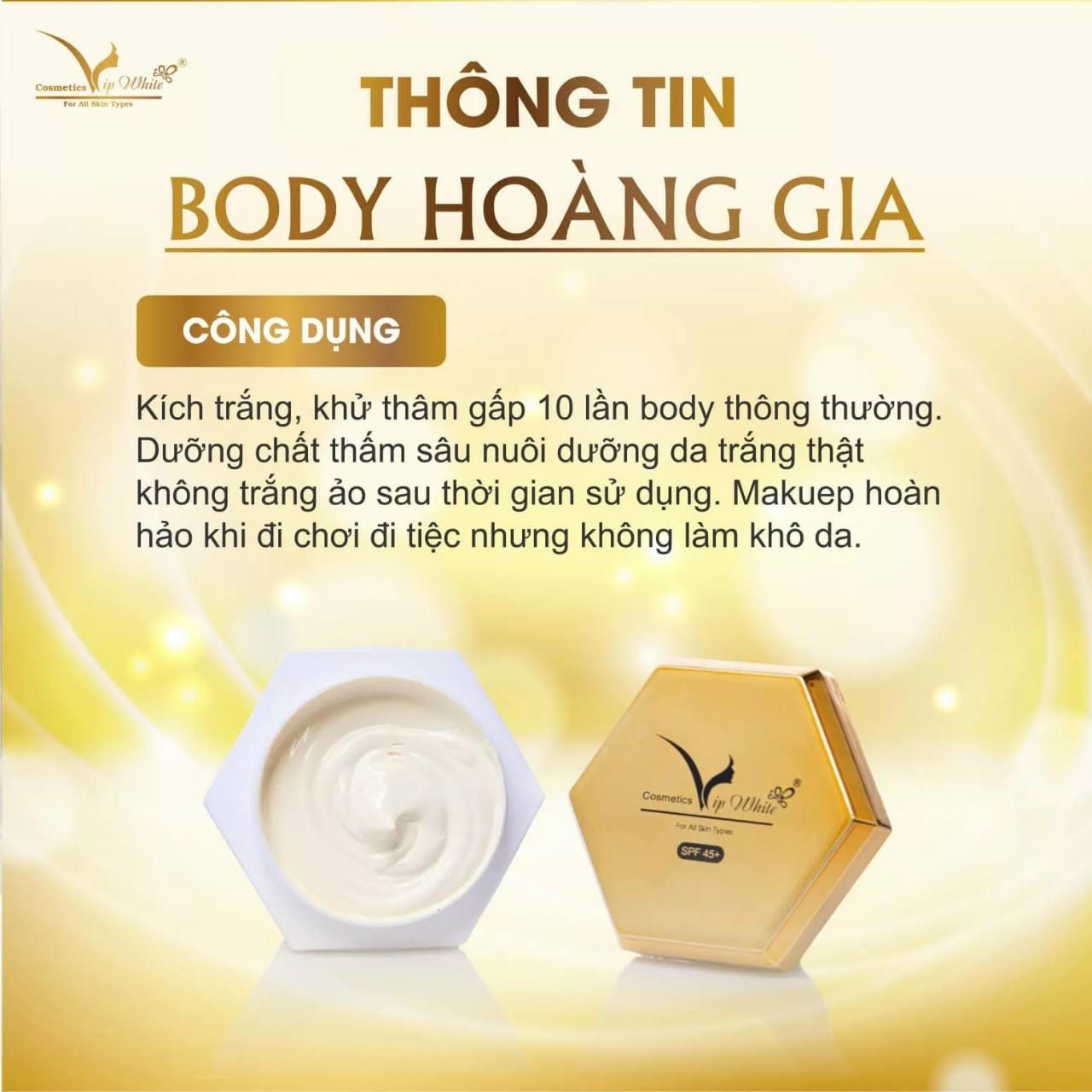 Sở Hữu Làn Da Trắng Sang Xịn Mịn Với Kem Body Hoàng Gia Vip White🔥🔥🔥 Sở Hữu Làn Da Trắng Sang Xịn Mịn Với Kem Body Hoàng Gia Vip White🔥🔥🔥