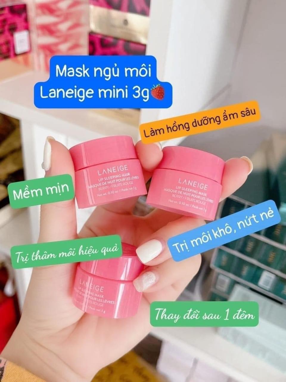 Mặt Nạ Ngủ Môi Laneige Mini 3g Hương Quả Mọng Dâu Tây Mặt Nạ Ngủ Môi Laneige Mini 3g Hương Quả Mọng Dâu Tây