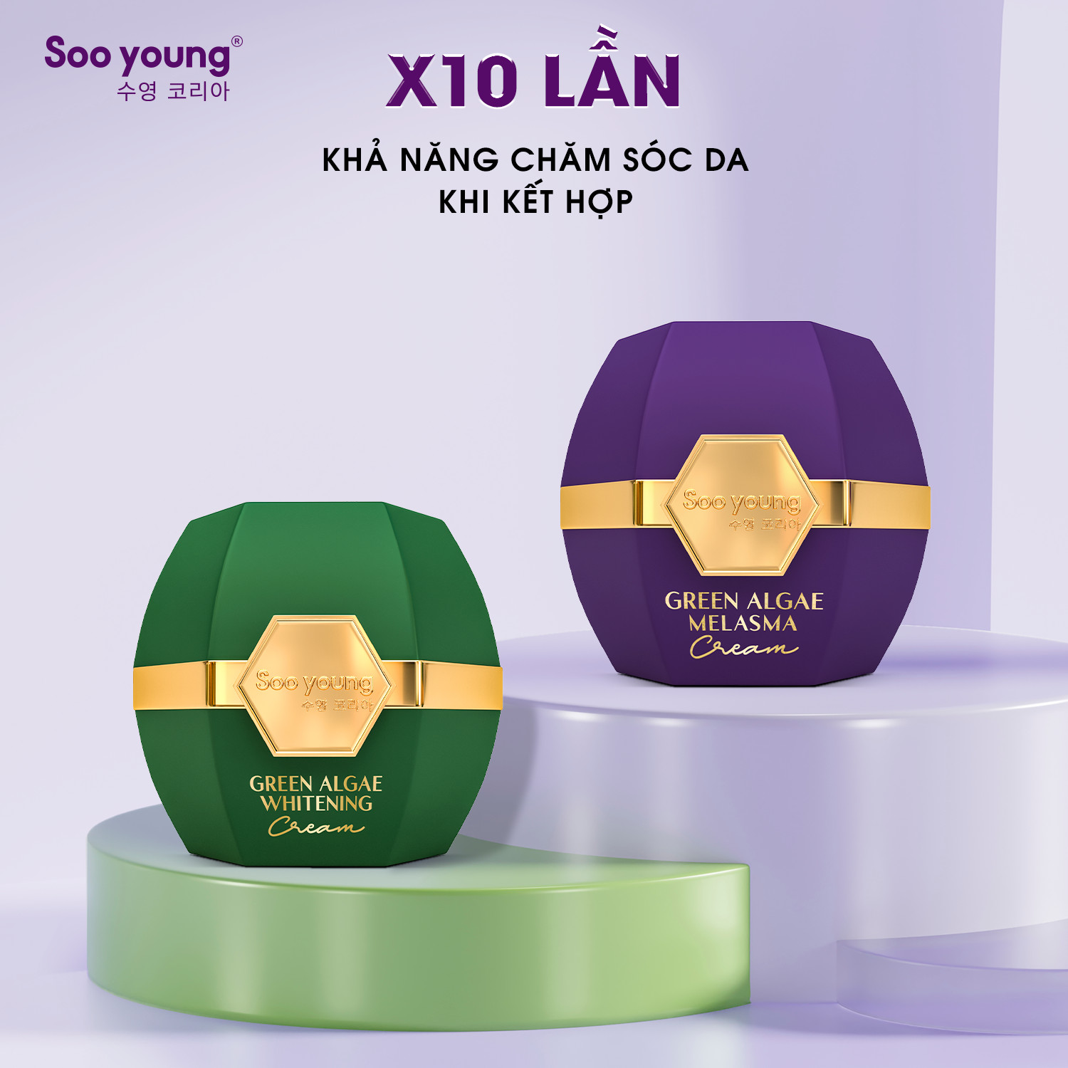 Bộ Đôi Kem Face Tím Xanh Dưỡng Trắng Mờ Thâm Nám Se Khít Lỗ Chân Lông Soo Young Bộ Đôi Kem Face Tím Xanh Dưỡng Trắng Mờ Thâm Nám Se Khít Lỗ Chân Lông Soo Young