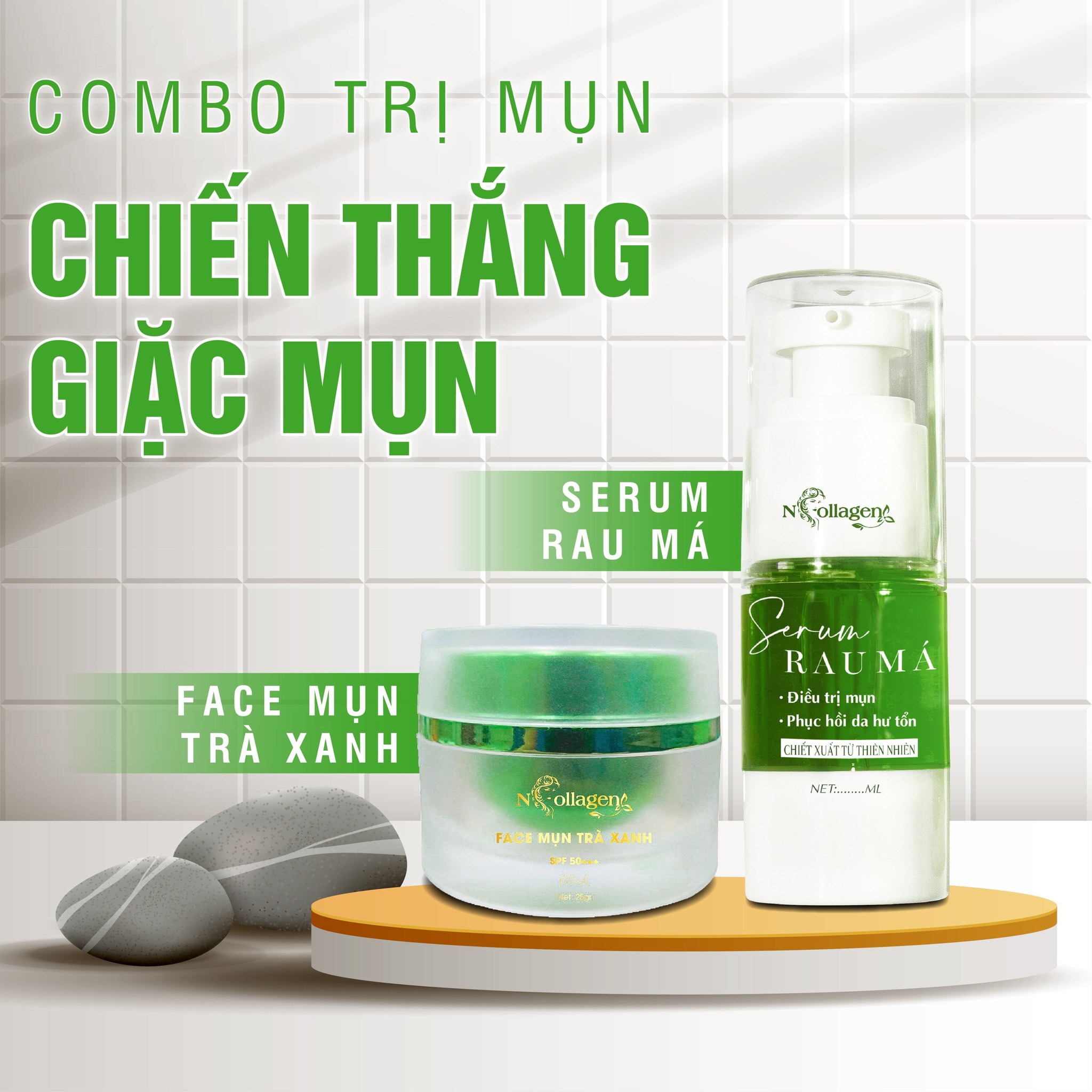 Dọn sạch mụn nhanh chóng bền bỉ dễ dàng với combo Mụn Ncollagen