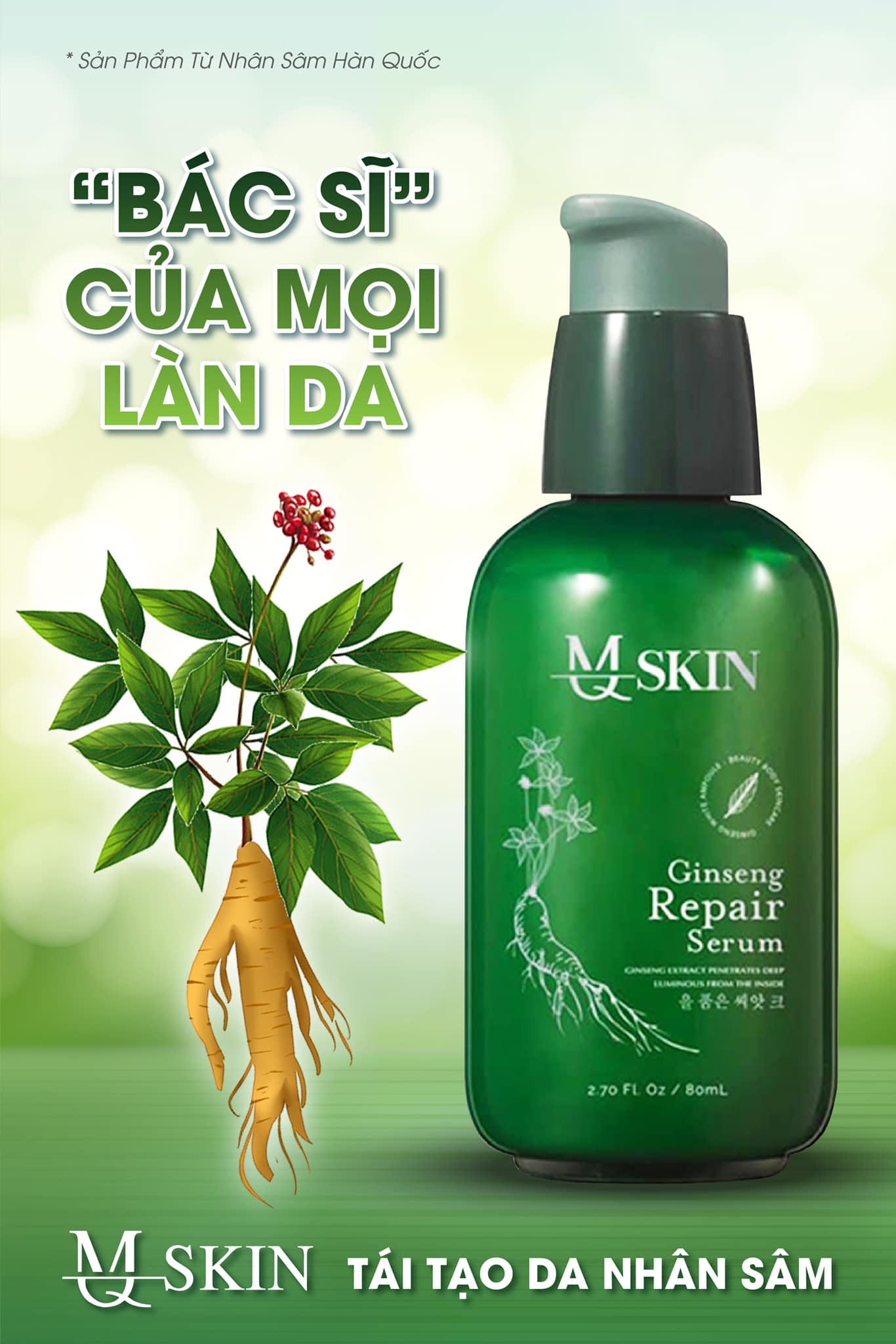Tái tạo da nhân sâm MQ Skin chăm sóc tất cả nhược điểm trên làn da Tái tạo da nhân sâm MQ Skin chăm sóc tất cả nhược điểm trên làn da
