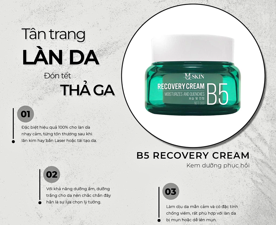 Recovery Cream - B5 kem phục hồi B5 MQ Skin Recovery Cream - B5 kem phục hồi B5 MQ Skin