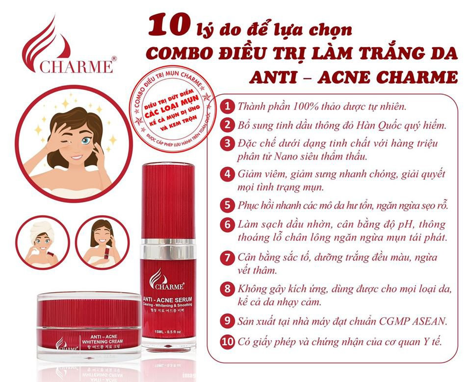 Cùng Charme chia sẻ bí quyết trị mụn với combo trị mụn Thông Đỏ Cùng Charme chia sẻ bí quyết trị mụn với combo trị mụn Thông Đỏ
