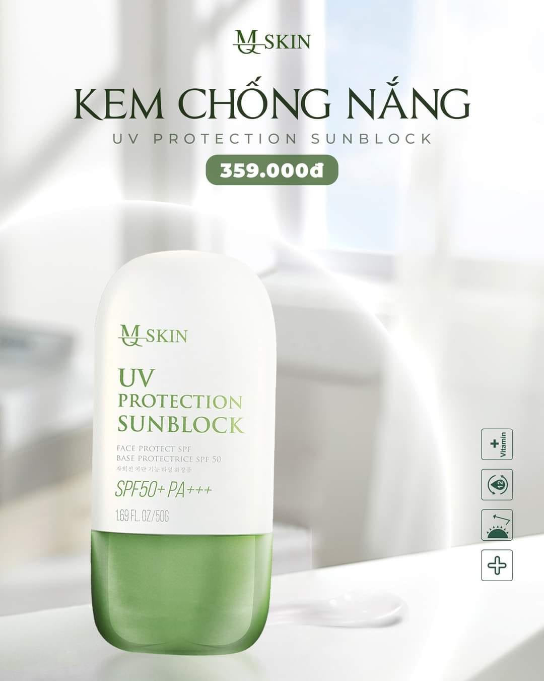 Kem chống nắng MQ Skin thế hệ mới cải tiến mới Kem chống nắng MQ Skin thế hệ mới cải tiến mới