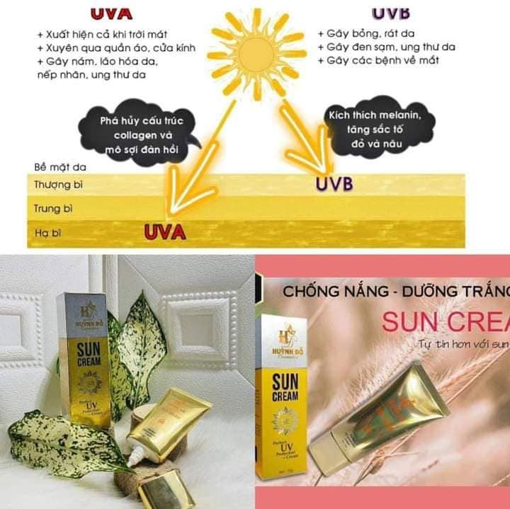 Kem chống nắng Huỳnh Đỗ SPF 50+ PA +++ kem chống nắng làm trắng da có thể thay kem lót luôn nha Kem chống nắng Huỳnh Đỗ SPF 50+ PA +++ kem chống nắng làm trắng da có thể thay kem lót luôn nha