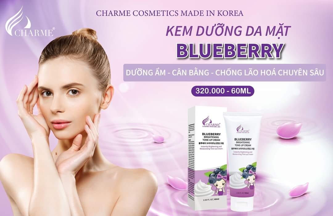 Khởi sắc làn da với Kem dưỡng da mặt Blueberry Brighttening Tone Up Cream Charme Khởi sắc làn da với Kem dưỡng da mặt Blueberry Brighttening Tone Up Cream Charme