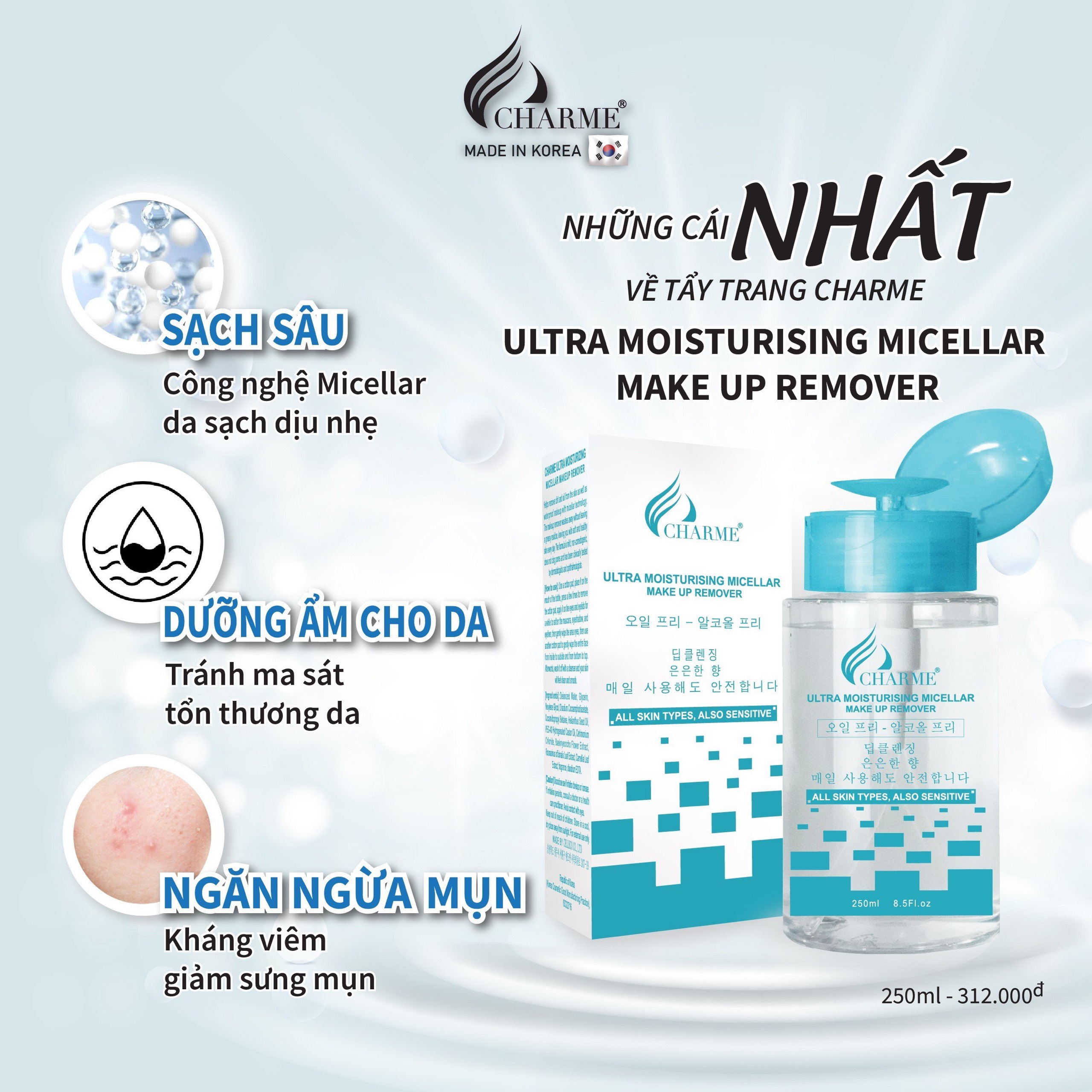 Những lý do nên chọn nước tẩy trang Charme Made in Korea