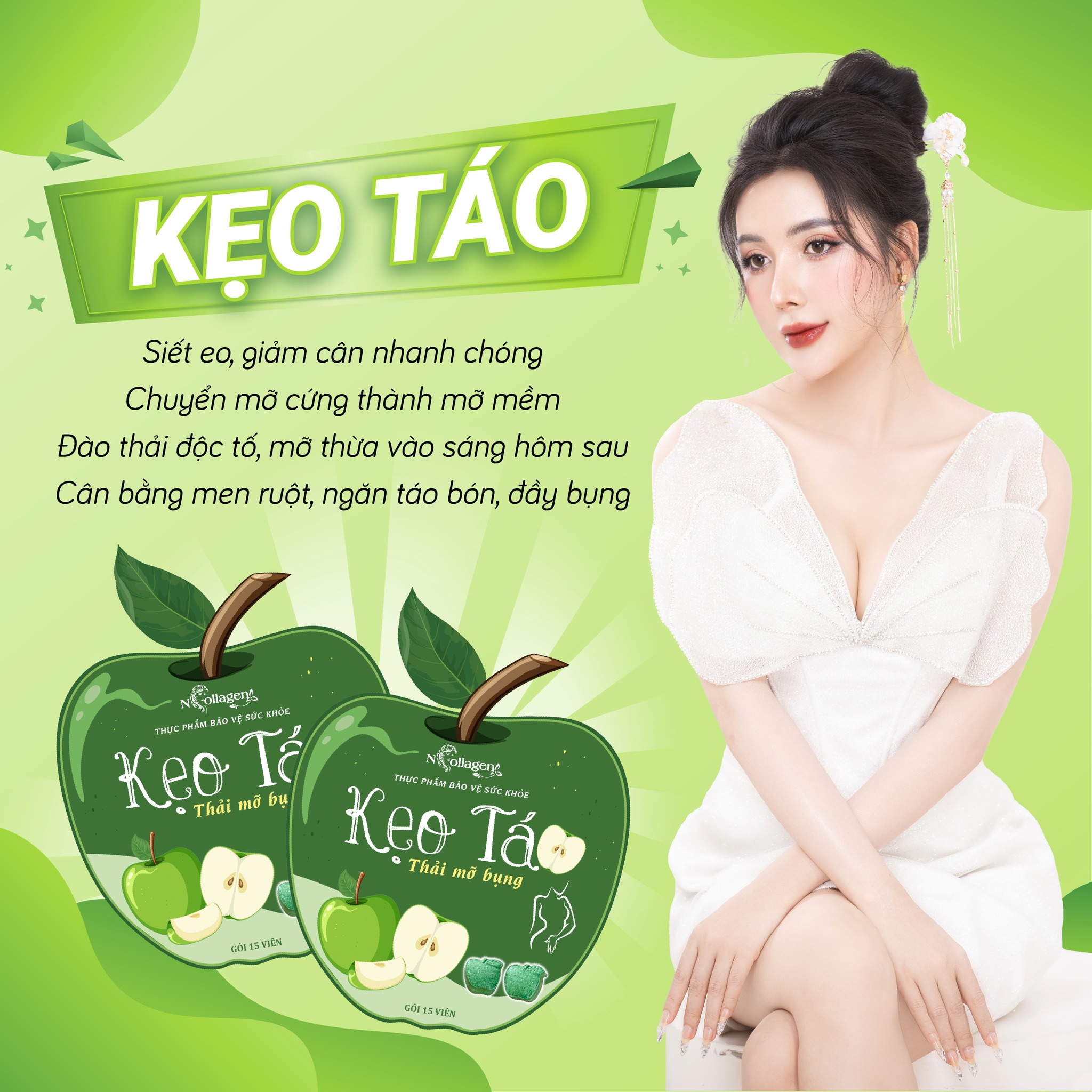 kẹo táo giảm cân cho vòng eo thon chuẩn an toàn chuẩn chất lượng