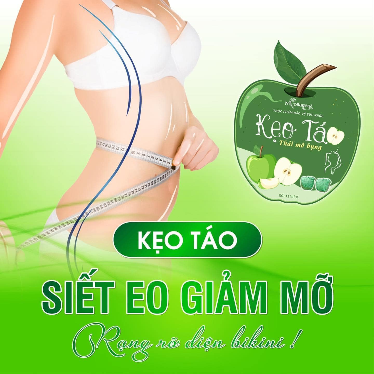 Kẹo táo ncollagen đỉnh cao công nghệ thải mỡ bụng an toàn tại nhà