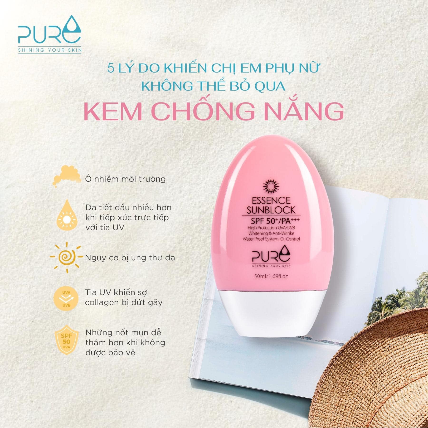 Kem chống nắng Essence Sunblock SPF50+PA+ của Good Charme dành cho tất cả các loại da