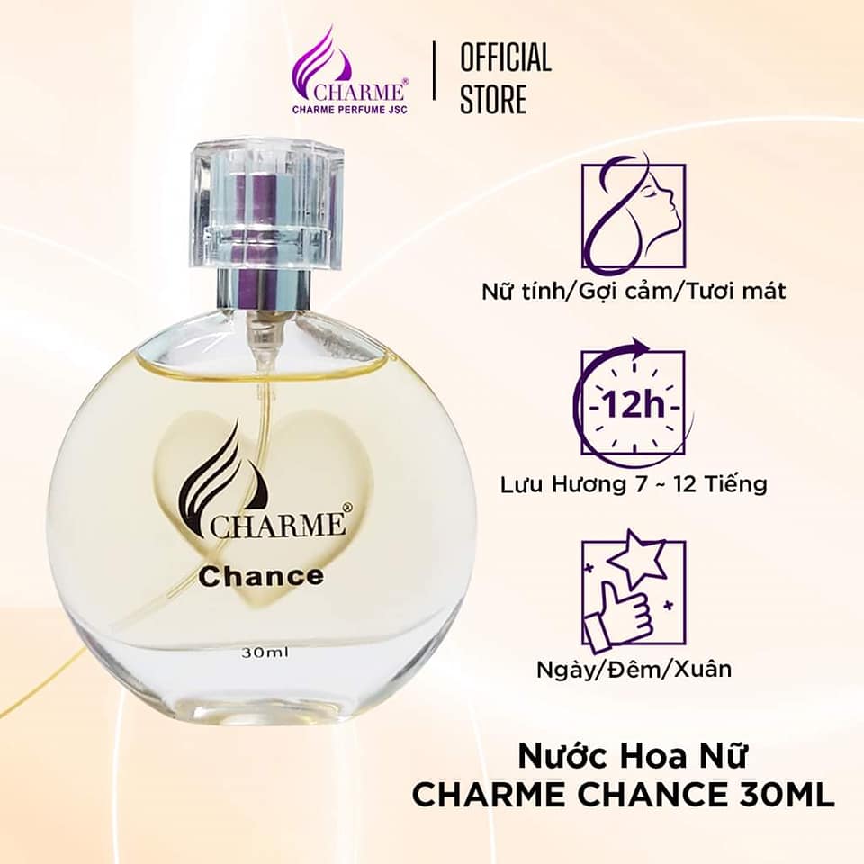 Charme Chance mùi hương vani mang phong cách nữ tính gợi cảm Charme Chance mùi hương vani mang phong cách nữ tính gợi cảm