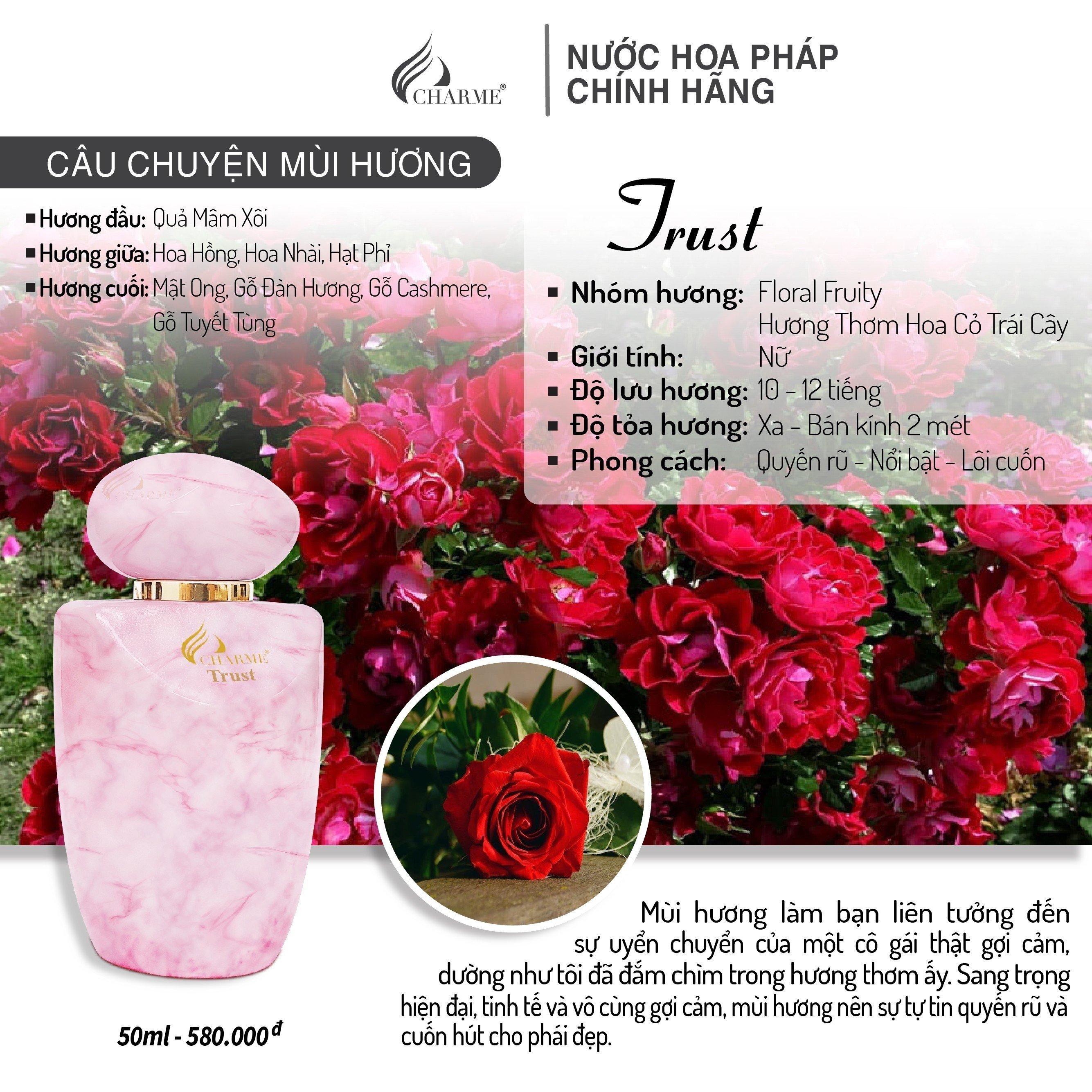 Nước hoa Charme Trust 50ml ngọt ngào và quyến rũ Nước hoa Charme Trust 50ml ngọt ngào và quyến rũ