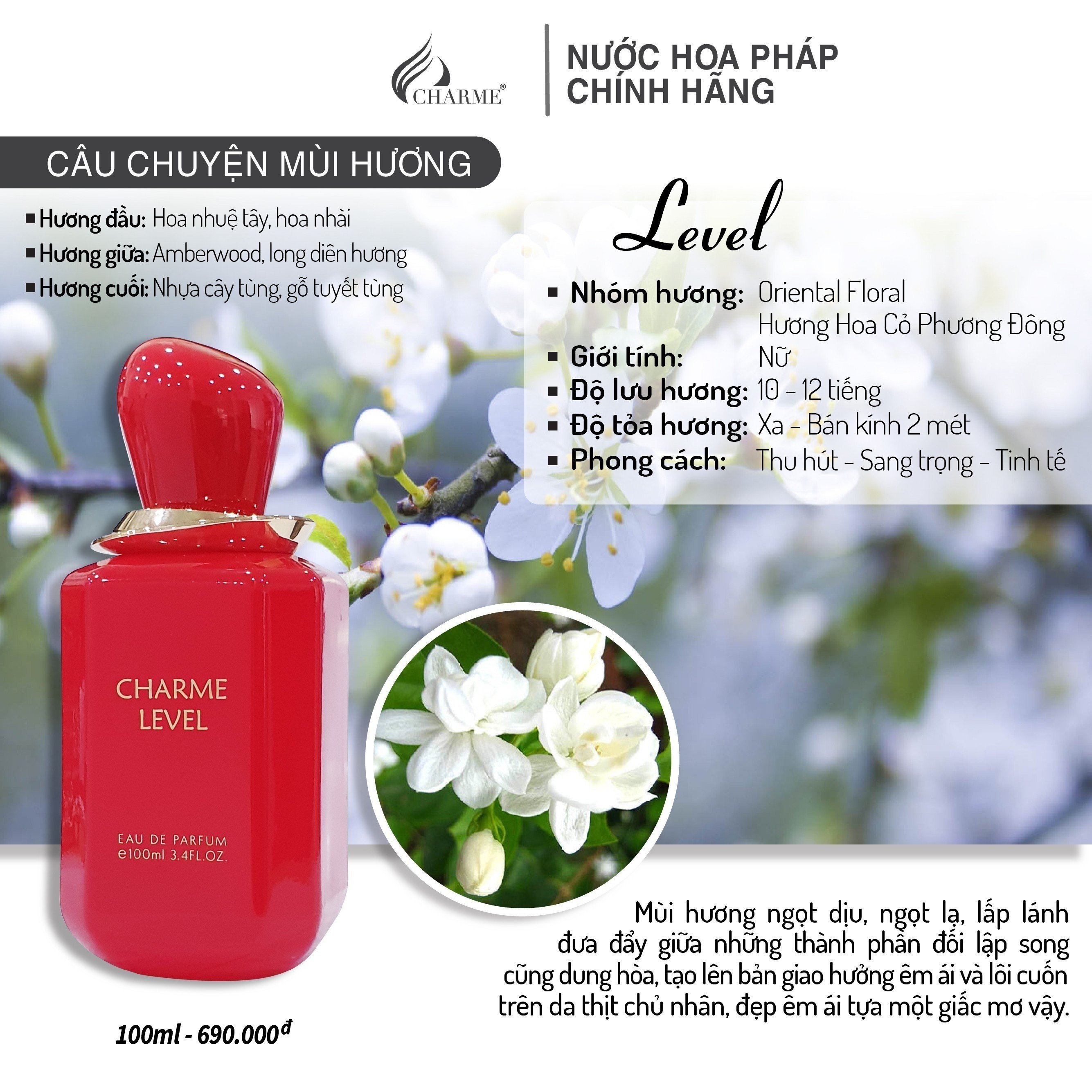 Charme Level mùi cực kỳ đỉnh chóp ngọt ngào quyến rũ huyền bí và đê mê Charme Level mùi cực kỳ đỉnh chóp ngọt ngào quyến rũ huyền bí và đê mê