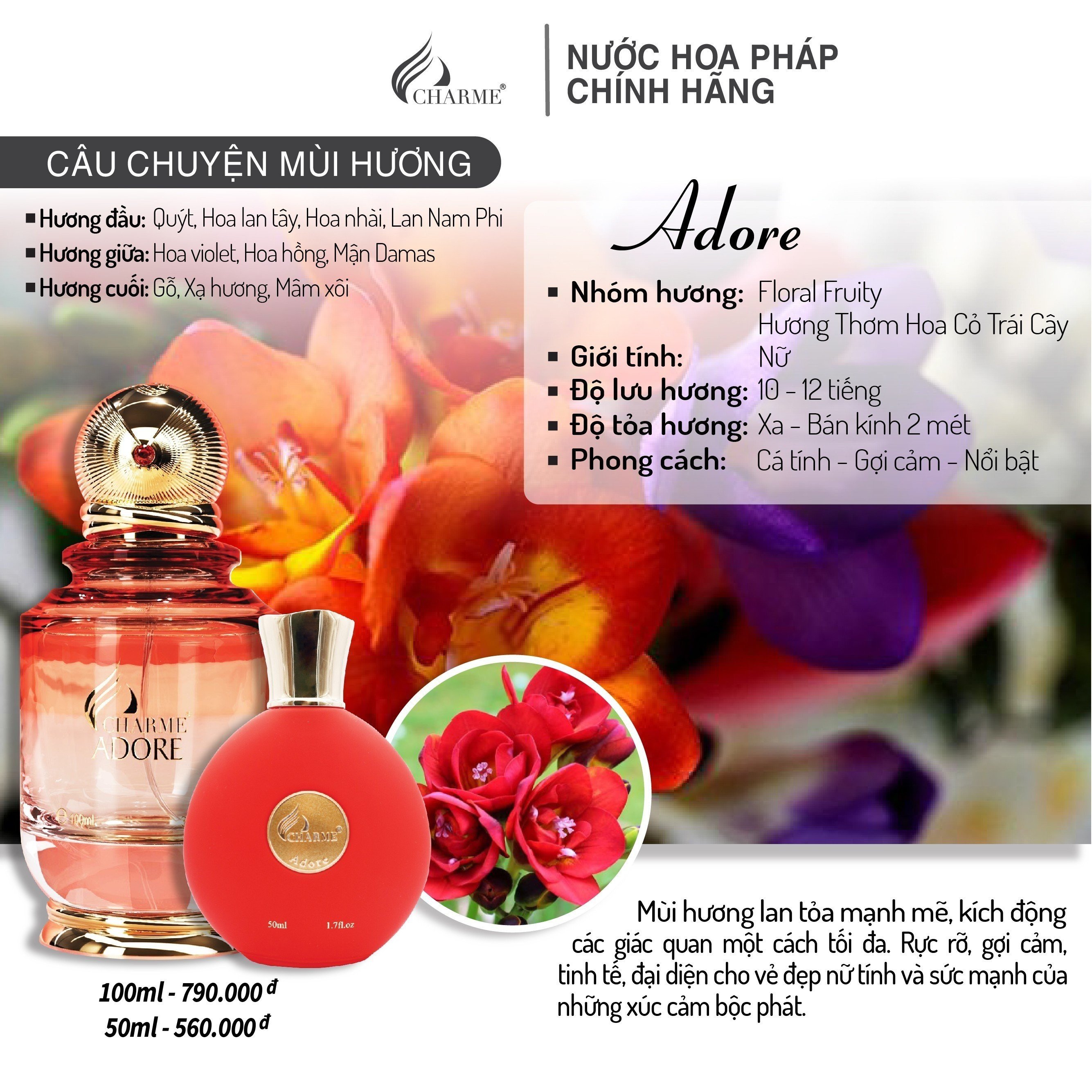 Nếu bạn là fan cuồng của hoa Nhài thì không thể bỏ lỡ mùi hương của Charme Adore Nếu bạn là fan cuồng của hoa Nhài thì không thể bỏ lỡ mùi hương của Charme Adore