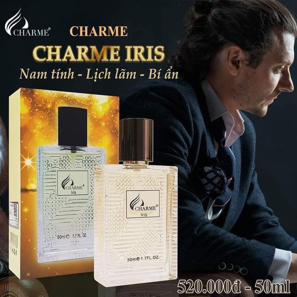 Charme Iris 50ml Mùi hương toát ra từ cơ thể nam giới luôn mang lại một sức hút khó cưỡng Charme Iris 50ml Mùi hương toát ra từ cơ thể nam giới luôn mang lại một sức hút khó cưỡng