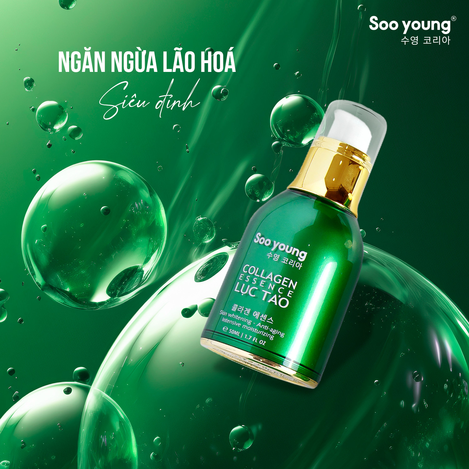 Collagen Essence Lục Tảo nhà Sooyoung bảo bối cho làn da không tuổi Collagen Essence Lục Tảo nhà Sooyoung bảo bối cho làn da không tuổi
