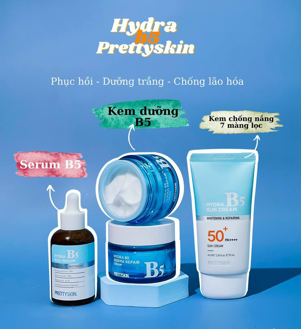 Chăm sóc như chuyên gia bộ 3 chăm sóc Hydra B5 Prettyskin chuyên biệt cho da nhạy cảm Chăm sóc như chuyên gia bộ 3 chăm sóc Hydra B5 Prettyskin chuyên biệt cho da nhạy cảm