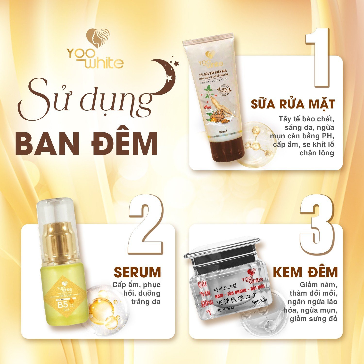 Dưỡng da là bước quan trọng nên đêm ngủ vẫn cần dưỡng da với combo cho face đêm