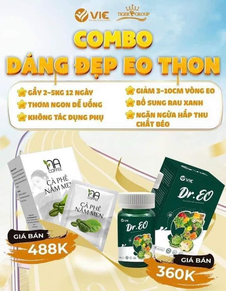 Combo giảm cân giảm mỡ Dr.Eo và cà phê nấm men Combo giảm cân giảm mỡ Dr.Eo và cà phê nấm men
